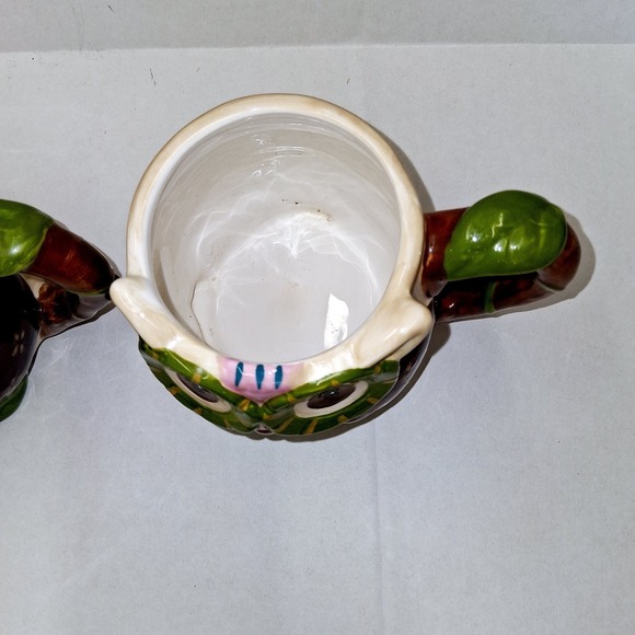 Pier 1 Imports Olli the Owl Large Coffee Mug Tea Hand Painted Dolomite Set Of 2 - Picture 5 of 8